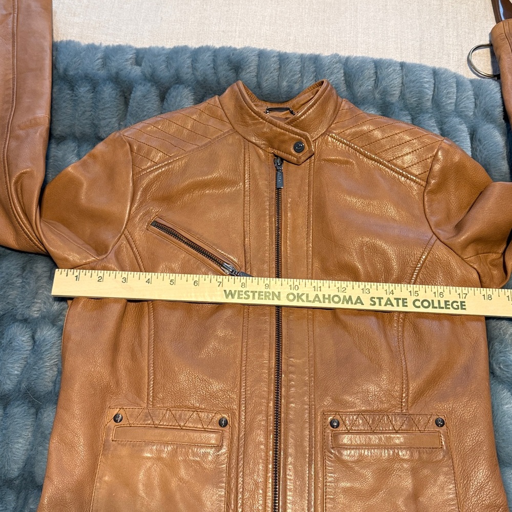Bernardo Cognac Leather Moto Jacket - Picture 12 of 15
